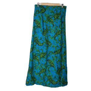 Vintage Two Potato Of Laguna Beach Maxi Skirt Turquoise Tropical ￼Size Small